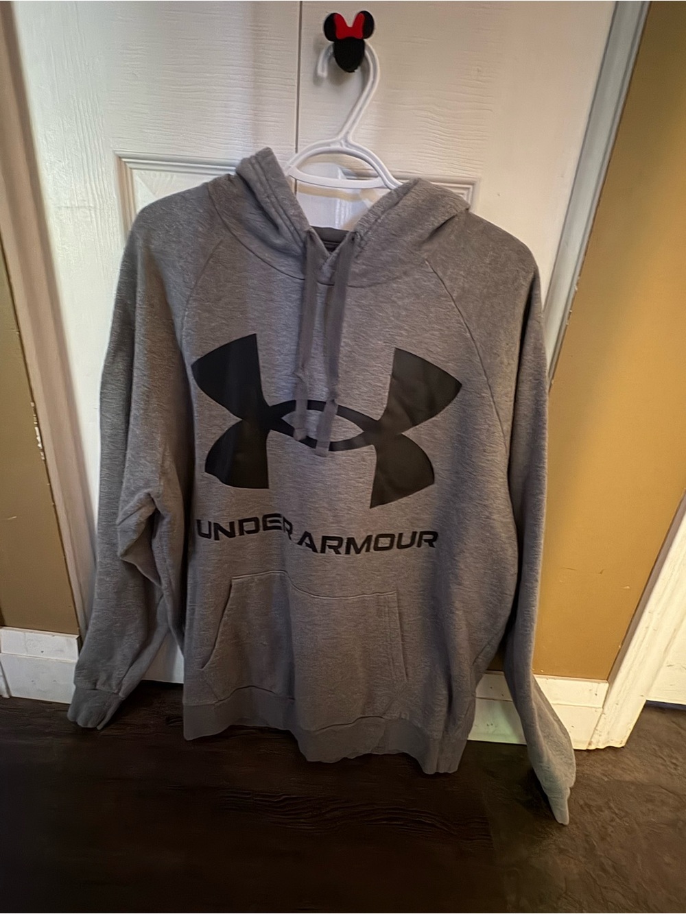 Under Armour Men's Gray Pullover Hoodie with Black Logo